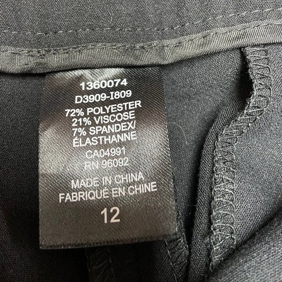 Womans Dress Pant Removable Belt w/ Stitch Detail Slim Leg Black Size 12 - Picture 4 of 10